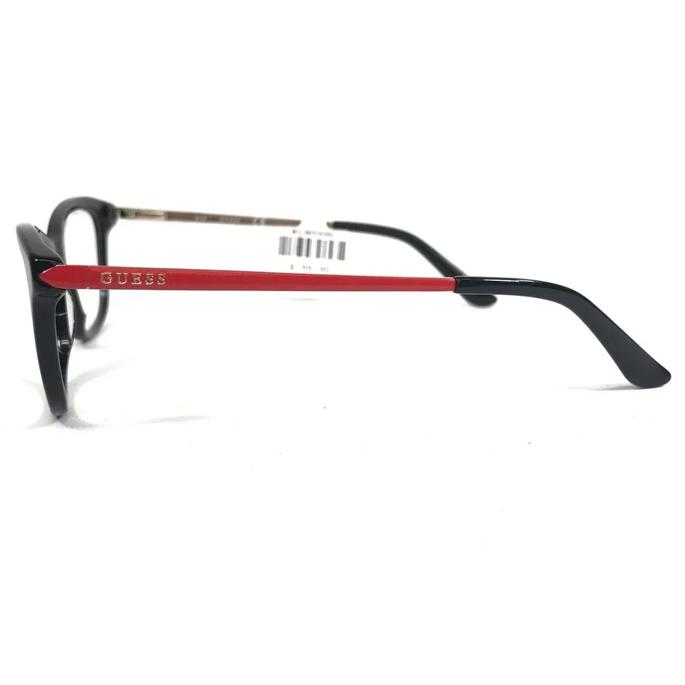 Guess Eyeglasses Frames GU2681 005 Black Red Silver Cat Eye Full Rim 51-16-140